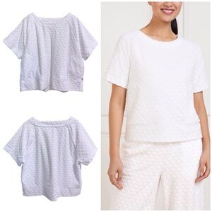 T by Talbots TOWEL TERRY CREWNECK TEE SEASHELL Texture in Off-White Size XLARGE